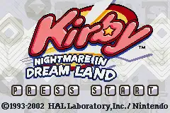 Kirby- Nightmare in Dream land / gba Title Image
