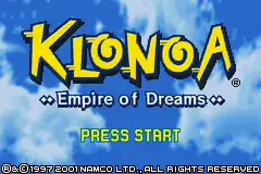 Klonoa- Empire of Dreams / gba Title Image