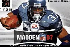 Madden NFL 07 / gba Title Image
