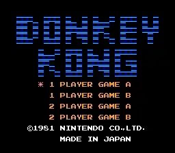 Donkey Kong / nes Title Image